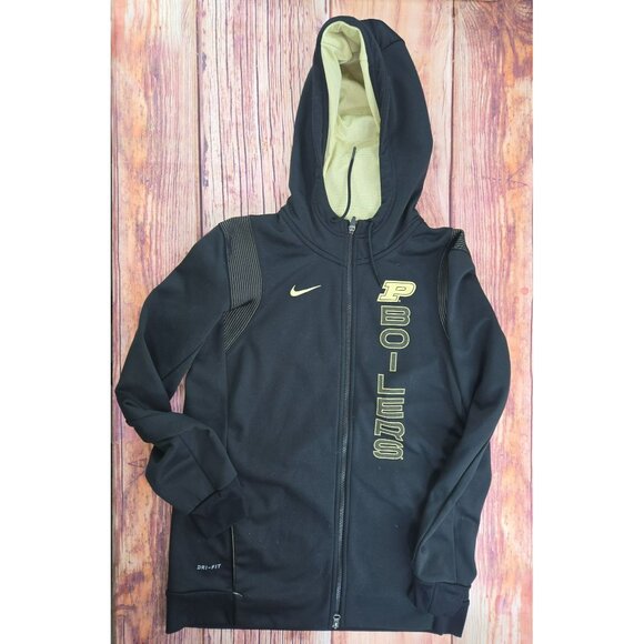 Purdue Boilermakers Nike Dri-Fit Full-Zip Hoodie Medium Black Polyester Jacket - Picture 4 of 10